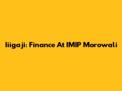Iiigaji: Finance At IMIP Morowali